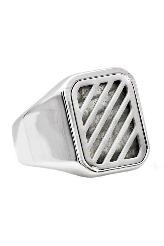 Mens Labradorite Stainless Steel Ring