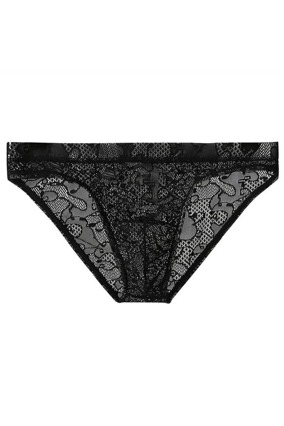 Mens Lace Briefs Underwear Sexy Low Rise Bikini Briefs Breathable Active Sport Underwear