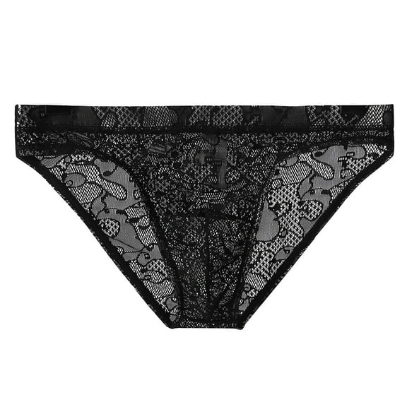 Mens Lace Transparent Thin Sexy Underwear Seductive Mesh Breathable Black XL