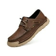 thumbnail image 1 of Mens Lace-up Loafers Fashion Casual Leather Shoes Non-slip Driving Shoes Lightweight Comfortable Walking Shoes Brown 6.5 UK, 1 of 7