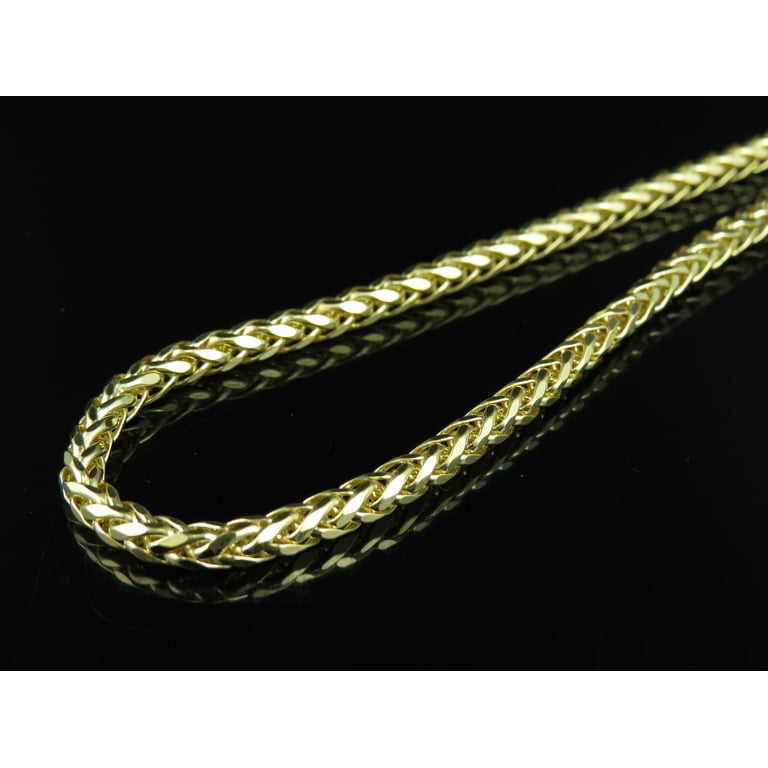 Mens Ladies 10K Yellow Gold MM Palm Wheat Chain Necklace 22-30