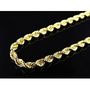 JEWELRY UNLIMITED Mens/ Ladies Bonded 1/10th 10K Yellow Gold 3 MM Solid Rope Chain Necklace 18-30