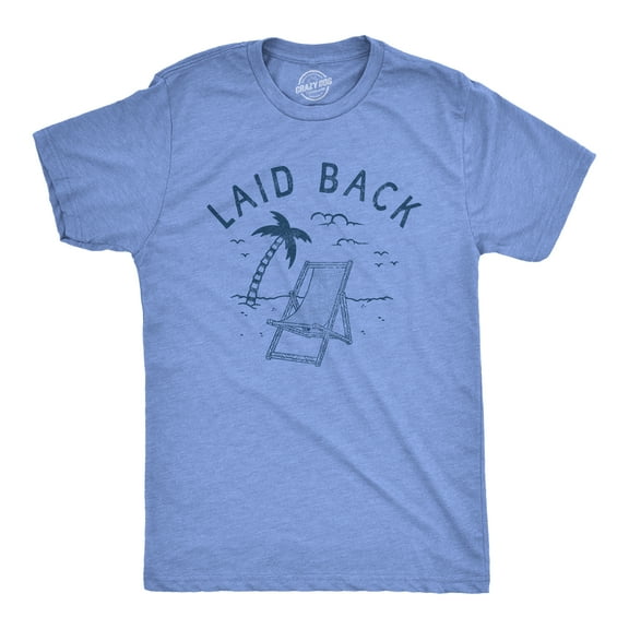 Mens Laid Back T Shirt Funny Sarcastic Sun Bathing Beach Chair Graphic Novelty Tee for Guys Graphic Tees