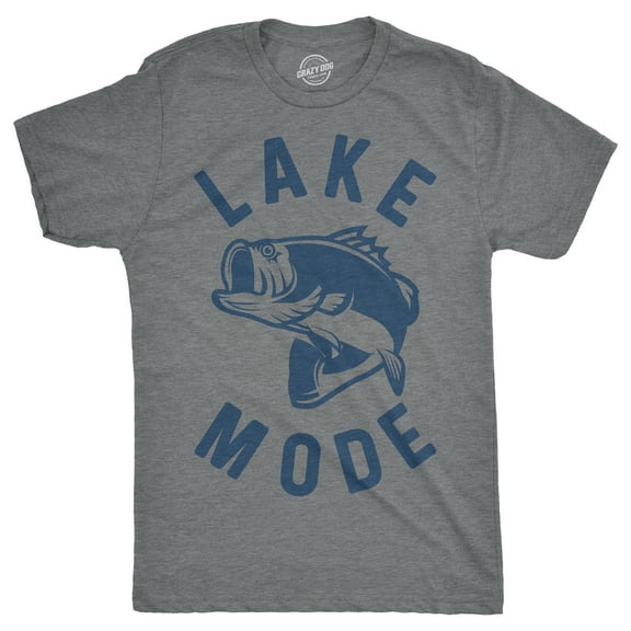 Mens Lake Mode T Shirt Funny Summer Vacation Fishing Tee for Guys Graphic Tees