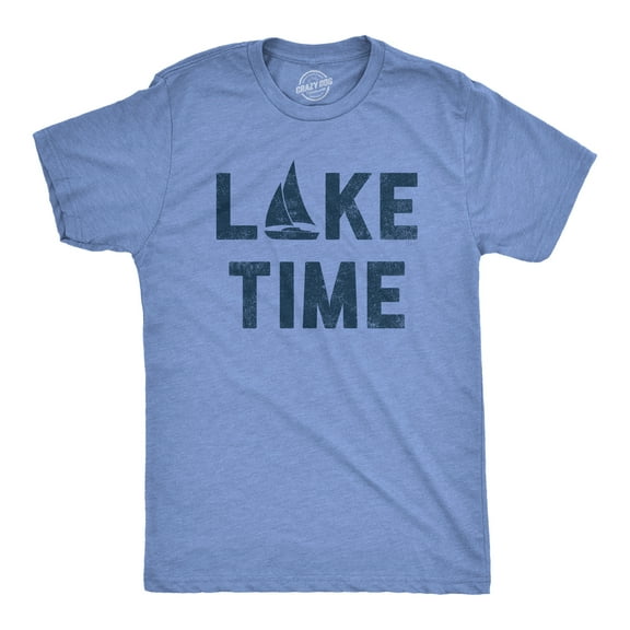 Mens Lake Time T Shirt Funny Vacation Getaway Boating Lovers Tee for Guys Graphic Tees