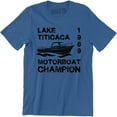 thumbnail image 1 of Mens Lake Titicaca 1969 Motorboat Champion Adventure Camping T-Shirt, 1 of 4