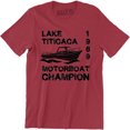 thumbnail image 1 of Mens Lake Titicaca 1969 Motorboat Champion Adventure Camping T-Shirt, 1 of 4