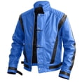 thumbnail image 1 of Mens Lambskin Blue Leather Jacket Motorcycle Biker Slim Fit Jacket, 1 of 3
