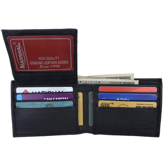 Mens Lambskin Leather Bifold Wallet with ID Flap 1183