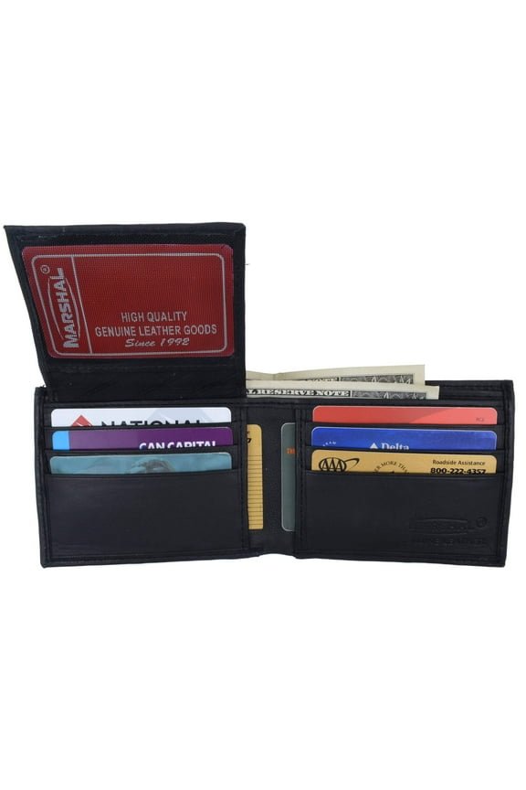 Mens Lambskin Leather Bifold Wallet with ID Flap 1183