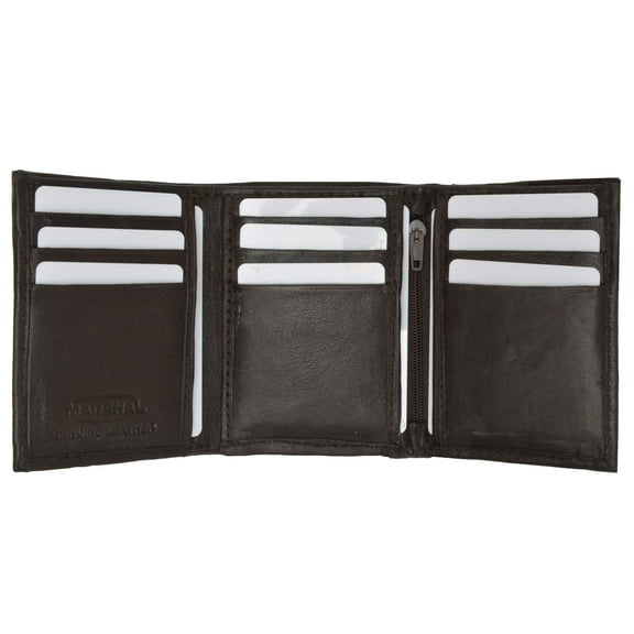 Mens Lambskin Leather Trifold Multi Card Holder Outside ID Window Wallet 1355