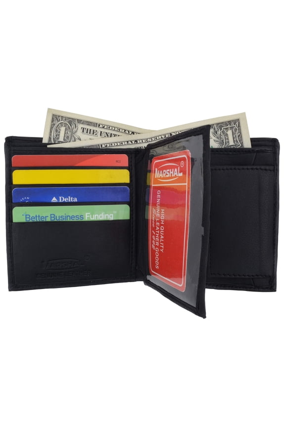 Mens Lambskin Leather Vertical Bifold Wallet 1185