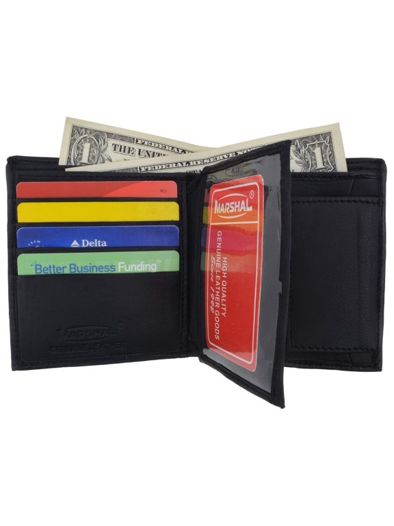 Mens Lambskin Leather Vertical Bifold Wallet 1185
