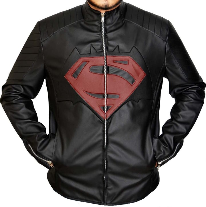 Mens Lambskin Motorcycle Black Leather Jacket - Super S Logo Genuine ...