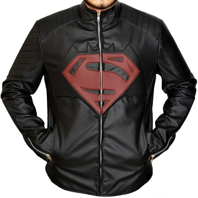 Mens Lambskin Motorcycle Black Leather Jacket - Super S Logo Genuine ...