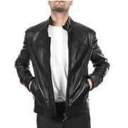 Mens Lambskin Real Leather Jacket - Black Leather Bomber Jacket SouthBeachLeather