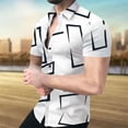 thumbnail image 1 of Mens Lapel Button 3D Print Casual Slim Fit Short Sleeve Multicolor Shirt, 1 of 1