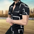 thumbnail image 1 of Mens Lapel Button 3D Print Casual Slim Fit Short Sleeve Multicolor Shirt, 1 of 1
