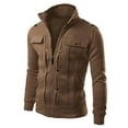 thumbnail image 1 of Mens Lapel Cardigan Designed Slim Fit Coat for Modern Style and Comfortable Warmth in Cold Weather Outdoor Activities Workwear Men's Trench Coat Plus Size Winter Cardigan for Men, 1 of 5