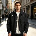 thumbnail image 1 of Mens Lapel Collar Functional Cargo Outerwear, American Street Multi Pocket Wind Jacket, Spring Autumn Daily Coat, 1 of 6