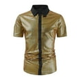 thumbnail image 1 of Mens Lapel Sequin Dress Shirt 70s Disco Costume Sparkle Party Short Sleeve Button Down Shirts, 1 of 6