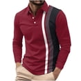 thumbnail image 1 of Mens Lapel T-Shirts, Long Sleeve Shirts for Men Big & Tall Casual Vintage Color Patchwork Button Up Long Sleeve T Shirts S-5XL, 1 of 4