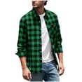 thumbnail image 1 of Mens Lapel T-Shirts, Long Sleeve Shirts for Men Fall Lightweight Casual Plaid Printed Button Down Dressy Blouses with Pockets, 1 of 6