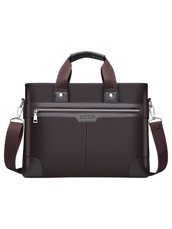 Mens Laptop Bag Leather Briefcase Business Work Crossbody Shoulder Office Computer Messenger Bag for Men