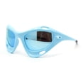 thumbnail image 1 of Mens Large Coverage Aerodynamic Vented Thick Plastic Wrap Sport Sunglasses Blue Mirror, 1 of 4
