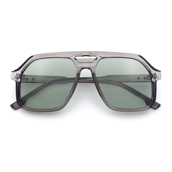 Mens Large Square Aviator Sunglasses Retro Navigator UV400 / Slate - Green