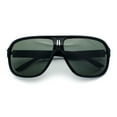 thumbnail image 1 of Mens Large Tempered Glass Lens Racer Plastic Manly Sunglasses Shiny Black, 1 of 8