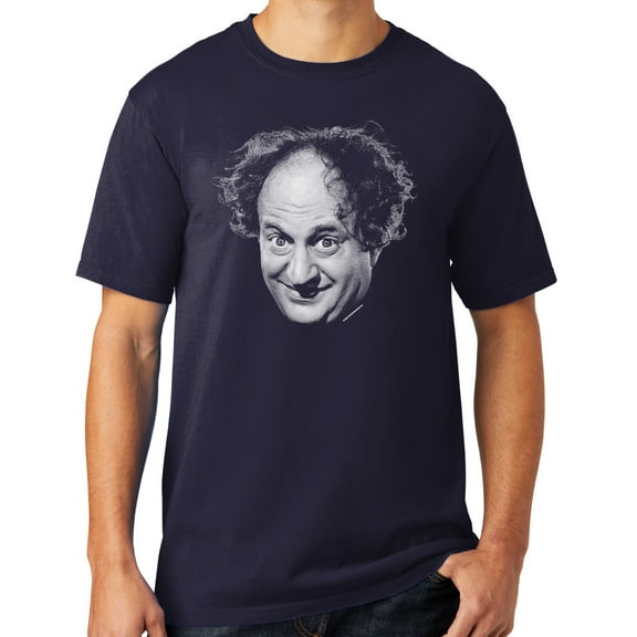 Mens Larry Fine Face Three 3 Stooges Tee Shirt, 2XL Cool True Navy Blue