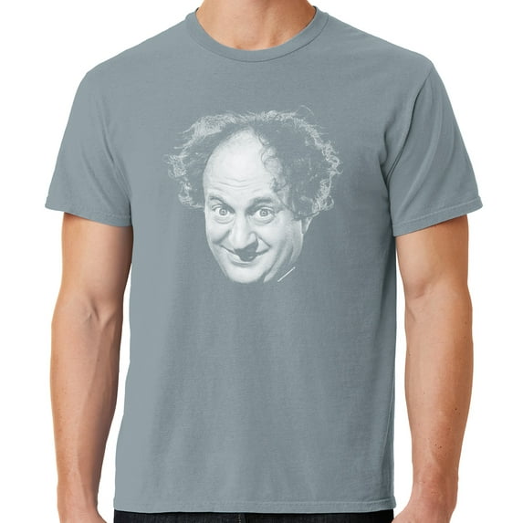 Mens Larry Fine Face Three 3 Stooges Tee Shirt, 3XL Dove Grey