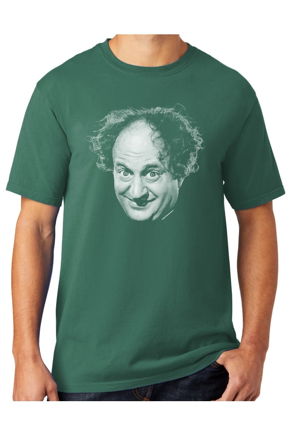 Mens Larry Fine Face Three 3 Stooges Tee Shirt, Large Cool Nordic Green