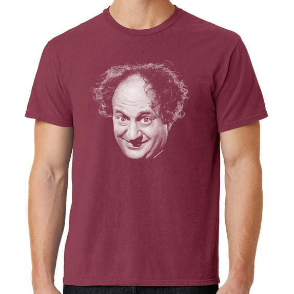 Mens Larry Fine Face Three 3 Stooges Tee Shirt, Medium Merlot