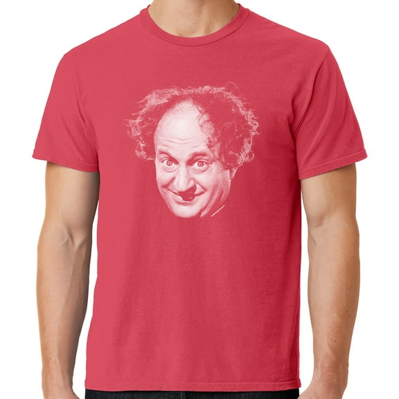 Mens Larry Fine Face Three 3 Stooges Tee Shirt, Medium Poppy Red