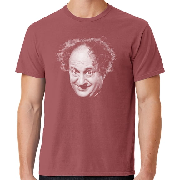 Mens Larry Fine Face Three 3 Stooges Tee Shirt, Small Red Rock