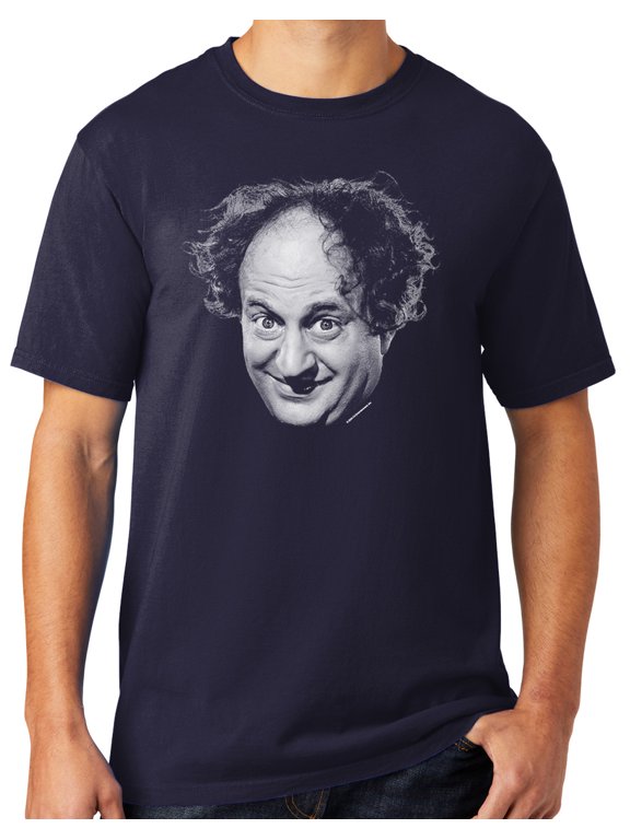 Mens Larry Fine Face Three 3 Stooges Tee Shirt, XL Cool True Navy Blue