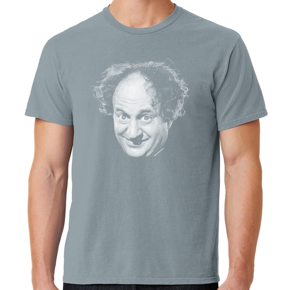 Mens Larry Fine Face Three 3 Stooges Tee Shirt, XL Dove Grey