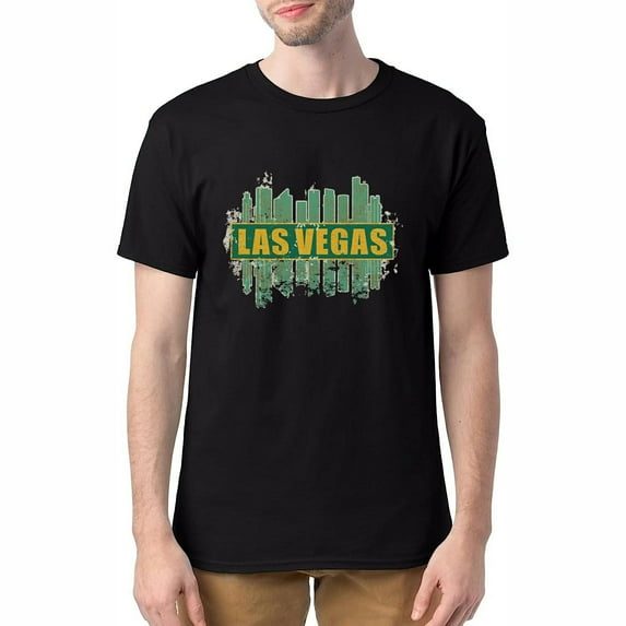 Mens Las Vegas Skyline Cityscape City Metropole Casual T-Shirts Black Small
