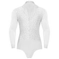 thumbnail image 1 of Mens Latin Ballroom Dance Leotard Costume Lapel Collar Sheer Mesh Patchwork Long Sleeve Sparkly Rhinestone Bodysuit, 1 of 6