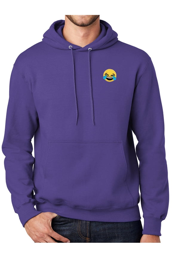 Mens Laughing in Tears Emoji Patch Hoodie Sweatshirt, 4XL-Tall Purple