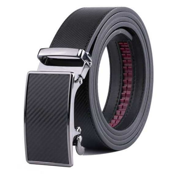 Mens Leather Belt No Holes Ratchet Belt Automatic Buckle Adjustable