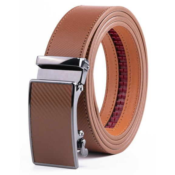 Mens Leather Belt No Holes Ratchet Belt Automatic Buckle Adjustable