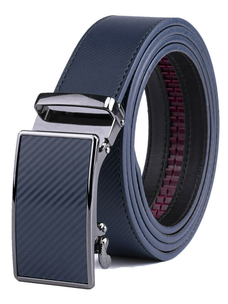 Mens Leather Belt No Holes Ratchet Belt Automatic Buckle