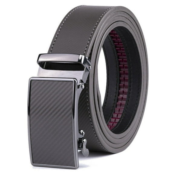 Mens Leather Belt No Holes Ratchet Belt Automatic Buckle Adjustable