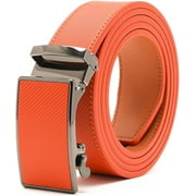 Mens Leather Belt No Holes Ratchet Belt Automatic Buckle Adjustable