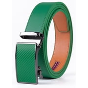 Mens Leather Belt No Holes Ratchet Belt Automatic Buckle Adjustable