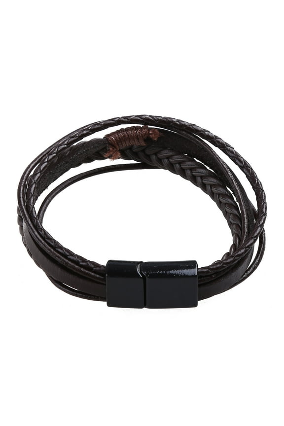 Mens Leather Bracelet Braided Brown Rustic Gift For Dad Fathers Day WristBand