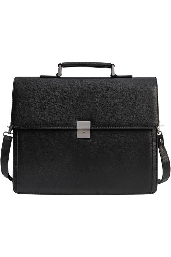 Mens Leather Briefcases Office Attorney Attache Case Ideal Messenger Bag w/Padded Compartment,Black